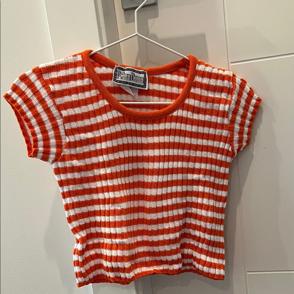 Orange and White Striped Tee